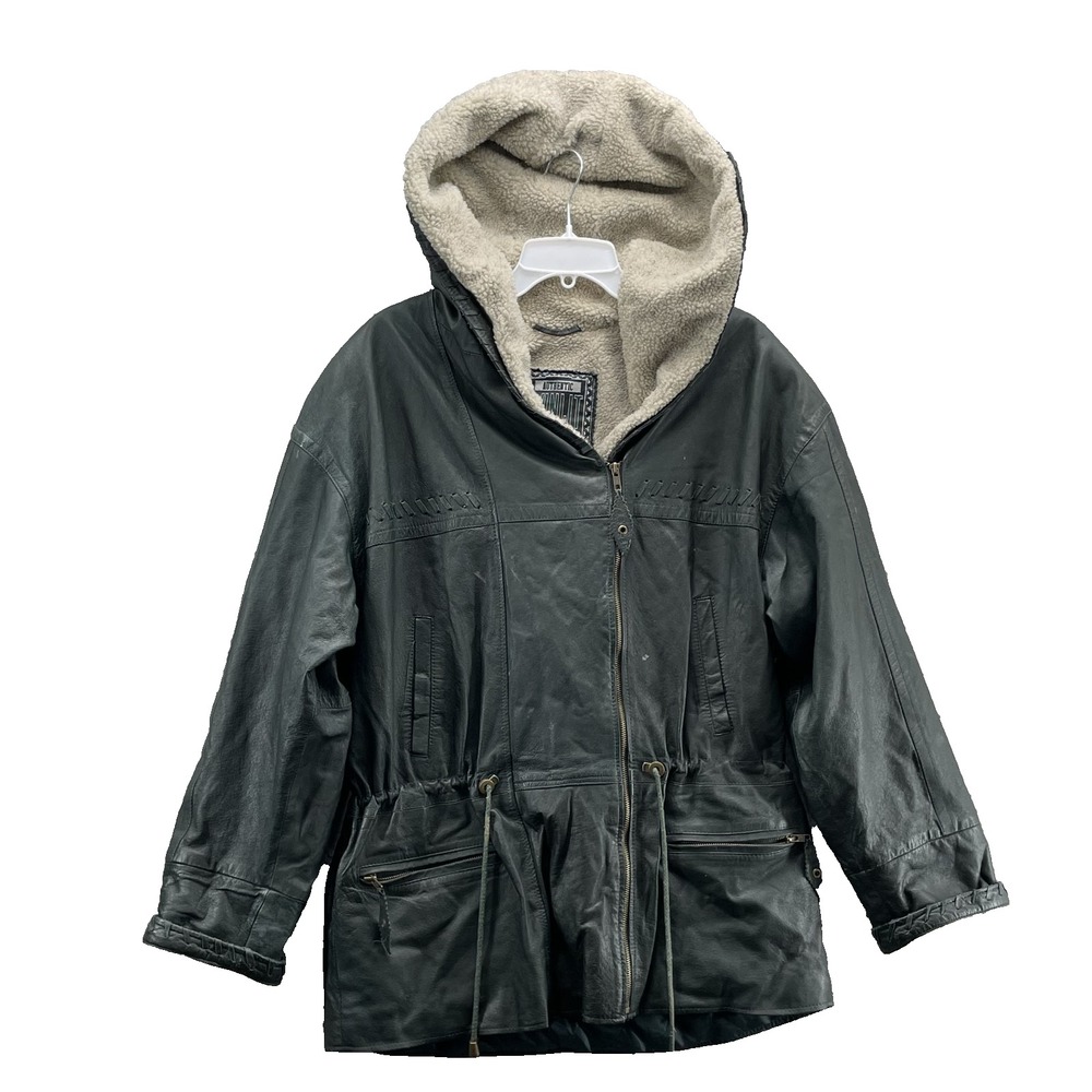 Winlit 1969 Sherpa Lined 100% Leather Parka Coat Women Large Outdoor Winter Gorp